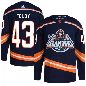 Adult Authentic New York Islanders Liam Foudy Navy Reverse Retro 2.0 Official Adidas Jersey