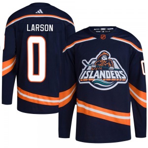 Adult Authentic New York Islanders Joey Larson Navy Reverse Retro 2.0 Official Adidas Jersey