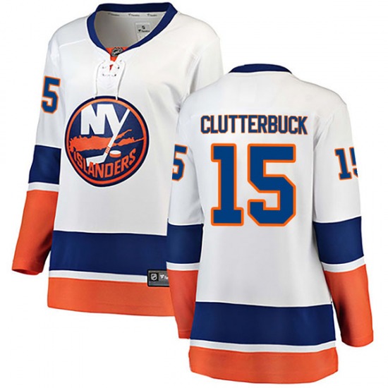 Women's Breakaway New York Islanders Cal Clutterbuck White Away Official Fanatics Branded Jersey