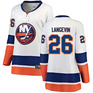 Women's Breakaway New York Islanders Dave Langevin White Away Official Fanatics Branded Jersey