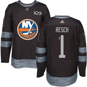 Adult Authentic New York Islanders Glenn Resch Black 1917-2017 100th Anniversary Official Jersey