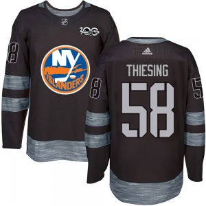 Adult Authentic New York Islanders Camden Thiesing Black 1917-2017 100th Anniversary Official Jersey