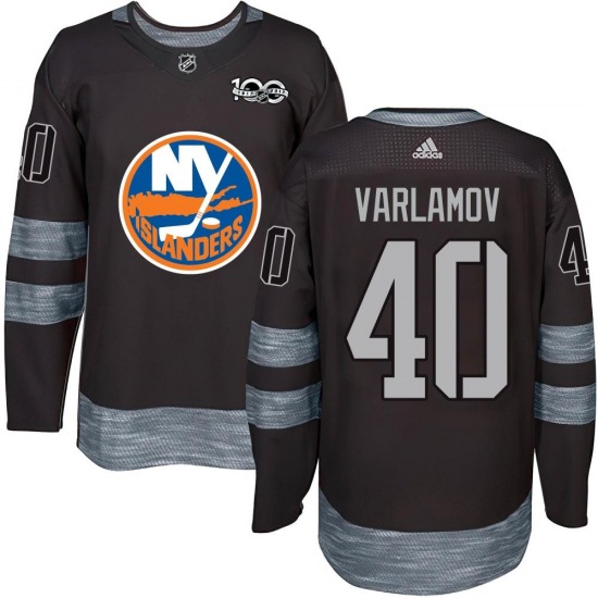 Adult Authentic New York Islanders Semyon Varlamov Black 1917-2017 100th Anniversary Official Jersey