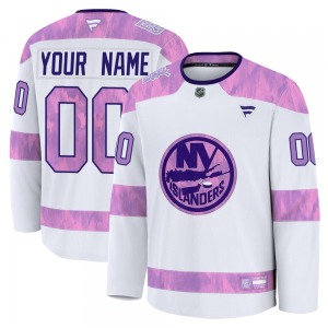 Adult Premium New York Islanders Custom White Custom 2024 Hockey Fights Cancer Practice Official Fanatics Jersey