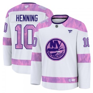Adult Premium New York Islanders Lorne Henning White 2024 Hockey Fights Cancer Practice Official Fanatics Jersey