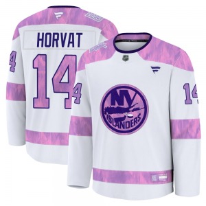 Adult Premium New York Islanders Bo Horvat White 2024 Hockey Fights Cancer Practice Official Fanatics Jersey