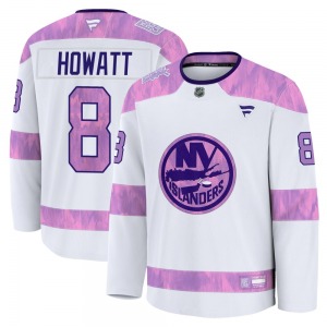Adult Premium New York Islanders Garry Howatt White 2024 Hockey Fights Cancer Practice Official Fanatics Jersey