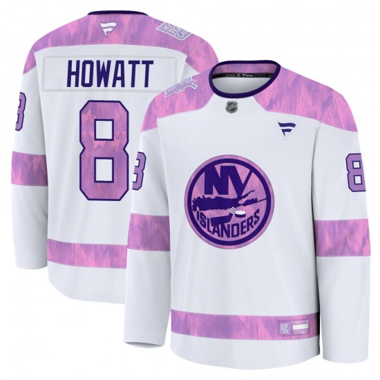 Adult Premium New York Islanders Garry Howatt White 2024 Hockey Fights Cancer Practice Official Fanatics Jersey