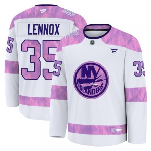 Adult Premium New York Islanders Tristan Lennox White 2024 Hockey Fights Cancer Practice Official Fanatics Jersey
