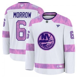 Adult Premium New York Islanders Ken Morrow White 2024 Hockey Fights Cancer Practice Official Fanatics Jersey