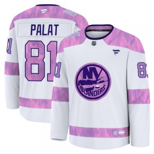 Adult Premium New York Islanders Ondrej Palat White 2024 Hockey Fights Cancer Practice Official Fanatics Jersey