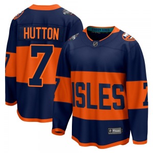 Adult Breakaway New York Islanders Grant Hutton Navy 2024 Stadium Series Official Fanatics Branded Jersey