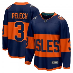 Adult Breakaway New York Islanders Adam Pelech Navy 2024 Stadium Series Official Fanatics Branded Jersey