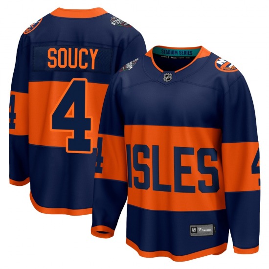 Adult Breakaway New York Islanders Carson Soucy Navy 2024 Stadium Series Official Fanatics Branded Jersey