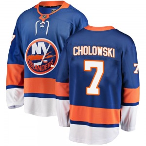Adult Breakaway New York Islanders Dennis Cholowski Blue Home Official Fanatics Branded Jersey