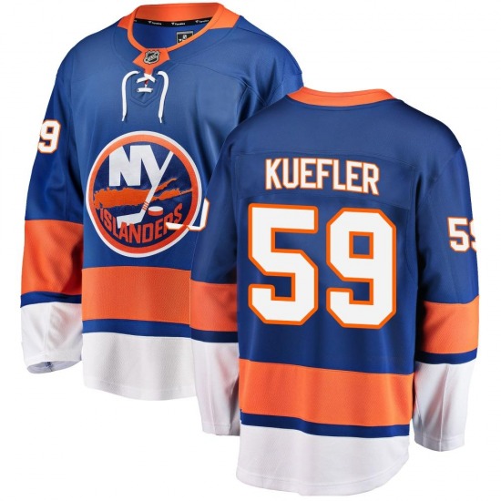 Adult Breakaway New York Islanders Daylan Kuefler Blue Home Official Fanatics Branded Jersey