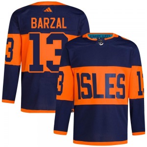 Adult Authentic New York Islanders Mathew Barzal Navy 2024 Stadium Series Primegreen Official Adidas Jersey