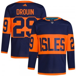 Adult Authentic New York Islanders Jonathan Drouin Navy 2024 Stadium Series Primegreen Official Adidas Jersey