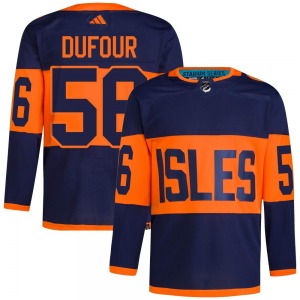 Adult Authentic New York Islanders William Dufour Navy 2024 Stadium Series Primegreen Official Adidas Jersey