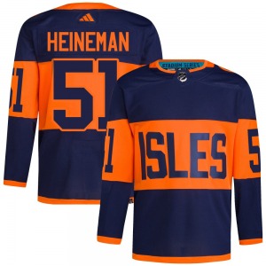 Adult Authentic New York Islanders Emil Heineman Navy 2024 Stadium Series Primegreen Official Adidas Jersey