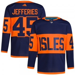 Adult Authentic New York Islanders Alex Jefferies Navy 2024 Stadium Series Primegreen Official Adidas Jersey