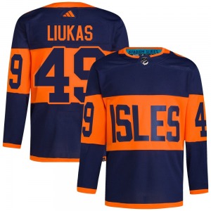 Adult Authentic New York Islanders Eetu Liukas Navy 2024 Stadium Series Primegreen Official Adidas Jersey