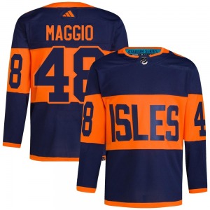 Adult Authentic New York Islanders Matthew Maggio Navy 2024 Stadium Series Primegreen Official Adidas Jersey