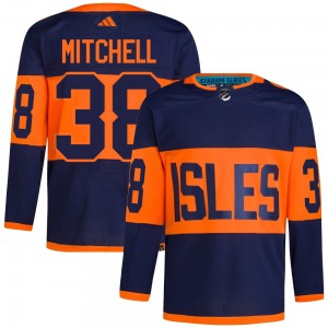 Adult Authentic New York Islanders Travis Mitchell Navy 2024 Stadium Series Primegreen Official Adidas Jersey