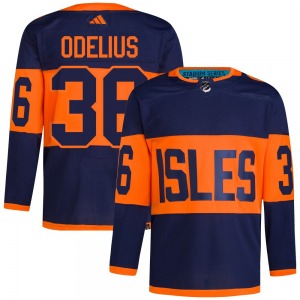 Adult Authentic New York Islanders Calle Odelius Navy 2024 Stadium Series Primegreen Official Adidas Jersey