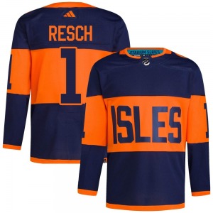 Adult Authentic New York Islanders Glenn Resch Navy 2024 Stadium Series Primegreen Official Adidas Jersey