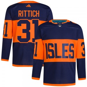 Adult Authentic New York Islanders David Rittich Navy 2024 Stadium Series Primegreen Official Adidas Jersey
