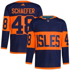 Adult Authentic New York Islanders Matthew Schaefer Navy 2024 Stadium Series Primegreen Official Adidas Jersey