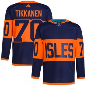 Adult Authentic New York Islanders Henrik Tikkanen Navy 2024 Stadium Series Primegreen Official Adidas Jersey