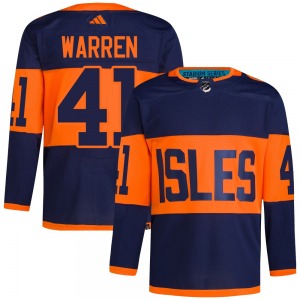 Adult Authentic New York Islanders Marshall Warren Navy 2024 Stadium Series Primegreen Official Adidas Jersey