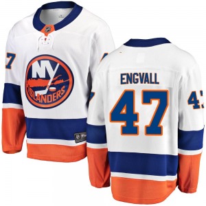 Adult Breakaway New York Islanders Pierre Engvall White Away Official Fanatics Branded Jersey
