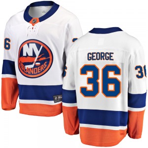 Adult Breakaway New York Islanders Isaiah George White Away Official Fanatics Branded Jersey