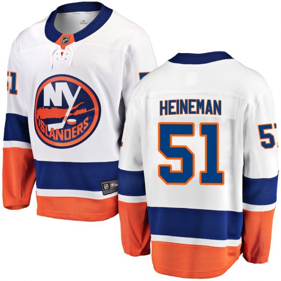 Adult Breakaway New York Islanders Emil Heineman White Away Official Fanatics Branded Jersey