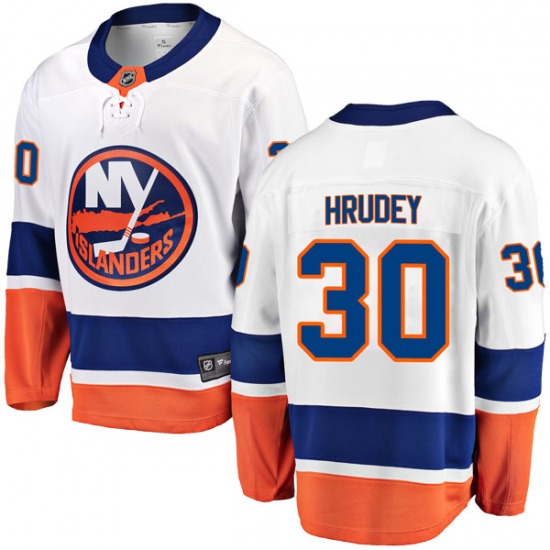 Adult Breakaway New York Islanders Kelly Hrudey White Away Official Fanatics Branded Jersey