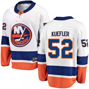 Adult Breakaway New York Islanders Daylan Kuefler White Away Official Fanatics Branded Jersey