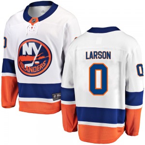 Adult Breakaway New York Islanders Joey Larson White Away Official Fanatics Branded Jersey