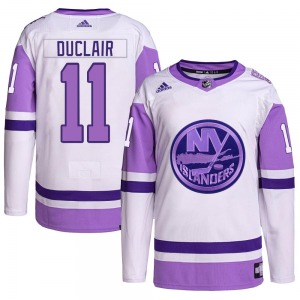 Youth Authentic New York Islanders Anthony Duclair White/Purple Hockey Fights Cancer Primegreen Official Adidas Jersey