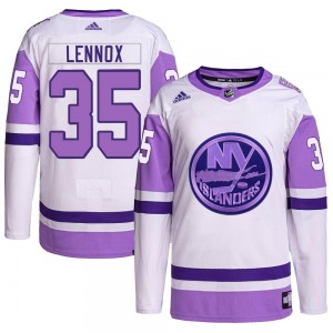 Youth Authentic New York Islanders Tristan Lennox White/Purple Hockey Fights Cancer Primegreen Official Adidas Jersey