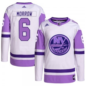 Youth Authentic New York Islanders Ken Morrow White/Purple Hockey Fights Cancer Primegreen Official Adidas Jersey