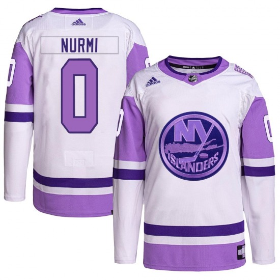 Youth Authentic New York Islanders Jesse Nurmi White/Purple Hockey Fights Cancer Primegreen Official Adidas Jersey