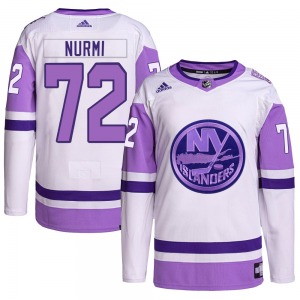 Youth Authentic New York Islanders Jesse Nurmi White/Purple Hockey Fights Cancer Primegreen Official Adidas Jersey
