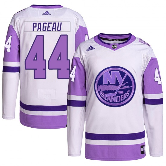 Youth Authentic New York Islanders Jean-Gabriel Pageau White/Purple Hockey Fights Cancer Primegreen Official Adidas Jersey