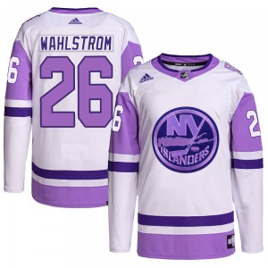 Youth Authentic New York Islanders Oliver Wahlstrom White/Purple Hockey Fights Cancer Primegreen Official Adidas Jersey