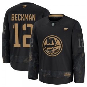 Adult Premium New York Islanders Adam Beckman Black 2024 Military Appreciation Practice Official Fanatics Jersey