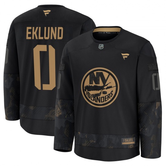 Adult Premium New York Islanders Victor Eklund Black 2024 Military Appreciation Practice Official Fanatics Jersey