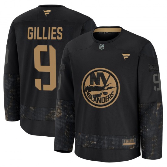 Adult Premium New York Islanders Clark Gillies Black 2024 Military Appreciation Practice Official Fanatics Jersey